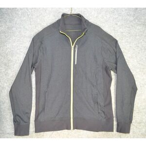 Lululemon Jacket Mens XL Gray Full Zip Athletic Running Sweater Yellow Trim $128